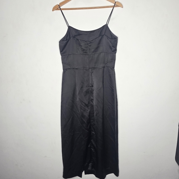 Jason Wu Black Satin Spaghetti Strap Midi Dress Women's Medium M - Picture 2 of 6